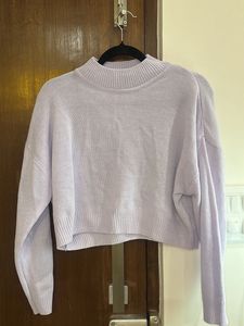 Lilac Cropped Knit Sweater