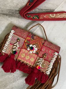 Boho Patchwork Bag with Fringe