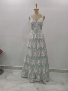 Elegant Lace Green Gown