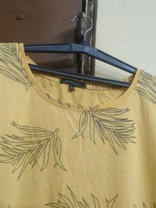 Yellow Leaf Print Top