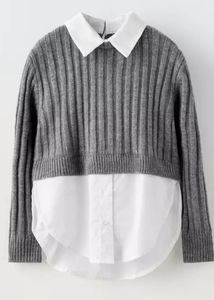 Zara Gray Knit Sweater w/ Collar