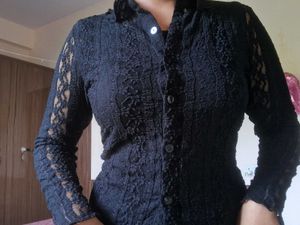 Black Lace Button-Up Top😻🎀💗🖤