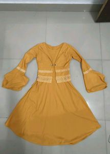 Vintage Mustard Dress with Bell Sleeves