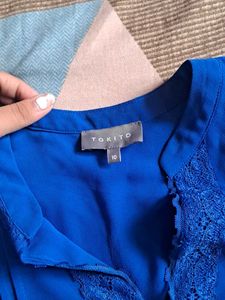 Elegant Blue Lace Blouse