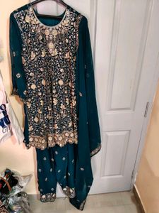 Elegant Teal stone work Salwar Kame