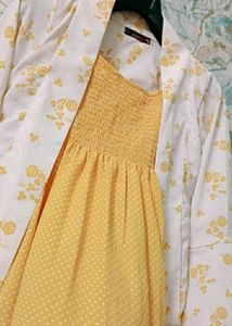 Yellow Floral Dress with Shrug