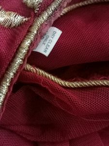 Elegant Maroon &amp; Gold Anarkali Dress