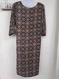 Women Patterned Black Tunic Kurta