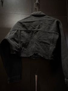 Cropped Black Denim Jacket