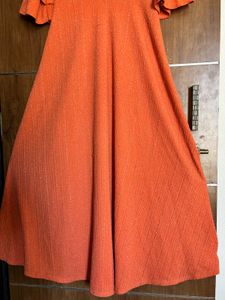 Coral Color Party Wear Gown
