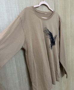 Taupe Long Sleeve with Flying Bird Print
