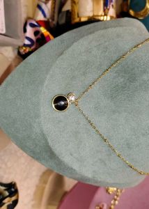 Dainty Black Onyx Stone Gold Necklace