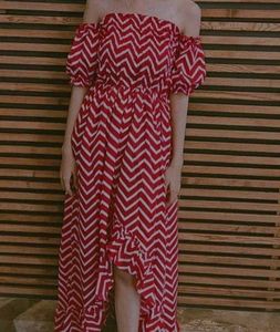 Red &amp; White Chevron Dress