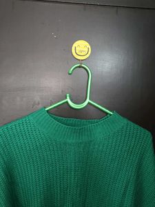 shein Green Knit Cropped Sweater fits S/M