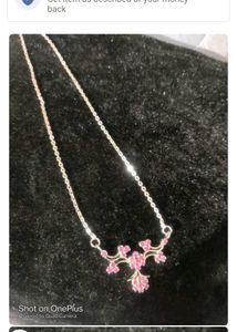 Pure Silver Necklace with Pink Gemstones