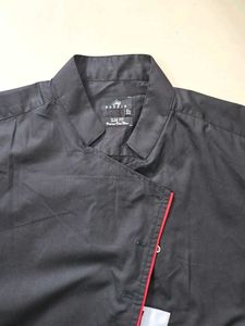 44XL Slim Fit Solid Black Chinese Collar Shirt