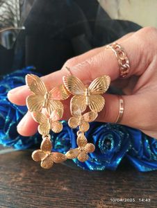 Elegant Gold-Plated Butterfly Dangle Earrings