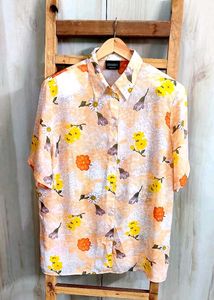 Light Orange Printed Shirt Size-42-44