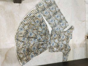 Cotton Floral Gota Patti Work Lancha For Baby Girl