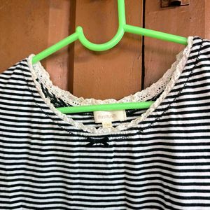 Striped Ruffle Hem T-Shirt Dress