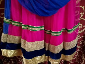 Halter Neck Gown With Attached Dupatta