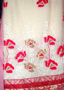 Red &amp; Gold Embroidered Fabric