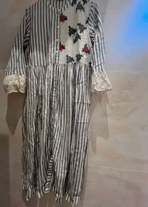 Striped Floral A-line Kurti