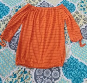 Orange Off-Shoulder Top