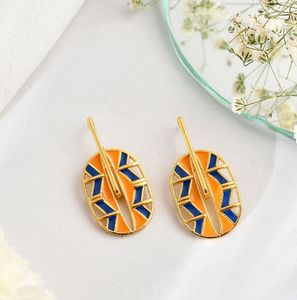 Oval Orange & Blue Earrings
