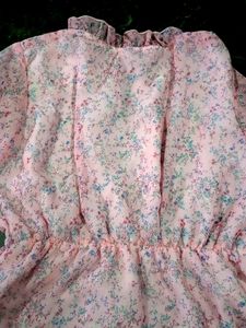 Pink Floral Print Dress