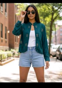 Teal Embellished Jacket