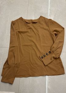 Elegant Brown Long Sleeve Top
