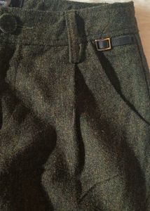 Olive Green Wool Blend Trousers