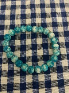 Blue Marble Beaded Bracelet