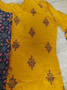 Yellow Printed Kurti