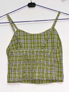 Fresh &amp; Chic Green Checked Crop Top