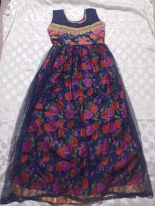 Anarkali style floral net gown
