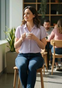 Cute White and Pink Checkered Shirt