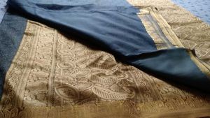 Elegant Steel &amp; Gold Saree