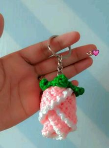 Crochet Rose Keychain