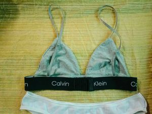 Calvin Klein Grey Bralette With Panty Free