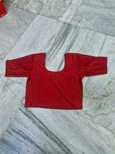 Red Readymade Saree Blouse