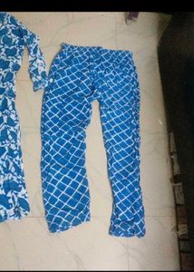 Blue &amp; White Printed Kurta Set