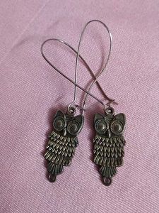 Owl Dangle Earrings And Black Jhumkas