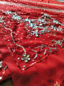 Red heavy work Saree