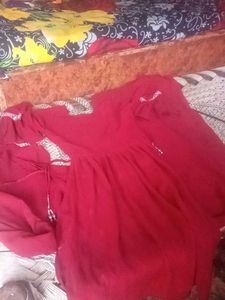 Red Embroidered Anarkali Suit