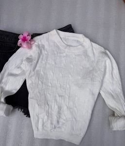 White Cable Knit Sweater