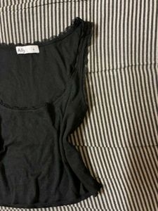 Ally Black Lace Trim Tank Top