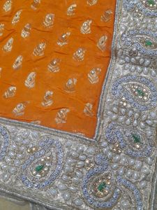 Heavy Work Net Saree With Stitched Blouse