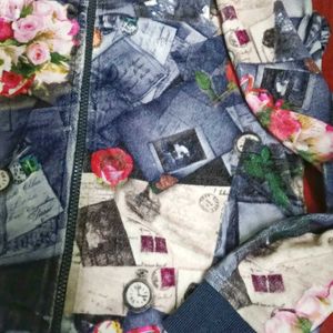 Vintage Floral &amp; Ephemera Print Zip-Up Jacket
